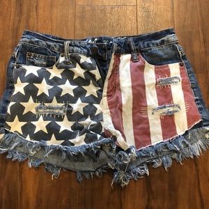American flag jean shorts